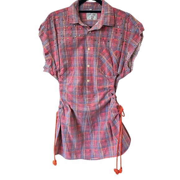 carlo santini Dresses & Skirts - VINTAGE‎ One Of A Kind CARLO SANTINI REWORKED ROPE PULL SIDE T-SHIRT DRESS XXL